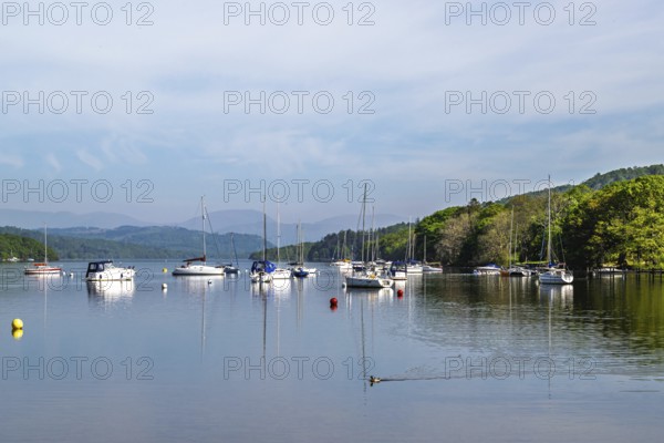 Boats on Windermere Lake, Fell Foot Park, Lake District, Cumbria, England, United Kingdom