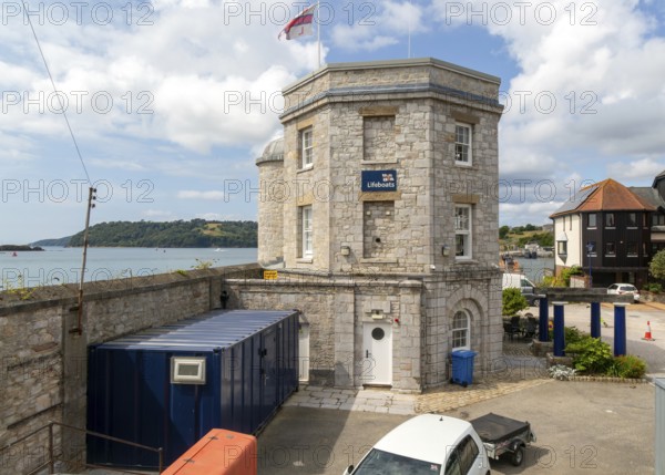 Historic RNLI lifeboat station building, Old Custom House, Millbank marina village, Plymouth, Devon, England, UK