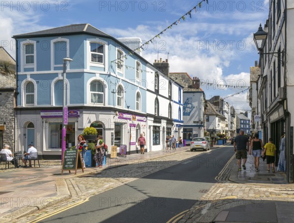 Shops in historic buildings Southside Street, The Barbican, Plymouth, Devon, England, UK