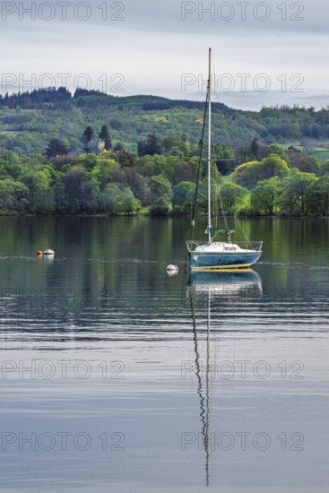 Boats on Windermere Lake and mountains, Ambleside, Lake District, Cumbria, England, United Kingdom