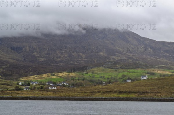 Farms over Loch Slapin, Isle of Skye, Scotland, UK