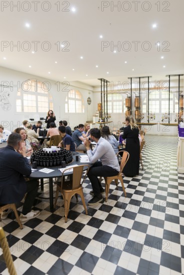 Interior view, workshop, Perfumery Molinard, perfume manufacturer, Grasse, Alpes Maritimes, Provence Alpes Cote d'Azur, French Riviera, South of France, France
