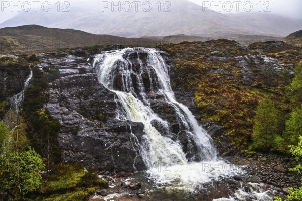 Glencoe Waterfall, Glencoe Valley, Argyll, Scotland, United Kingdom