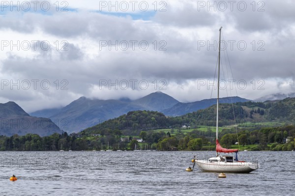 Boats on Ullswater Lake, Pooley Bridge, Lake District National Park, Cumbria, England, United Kingdom