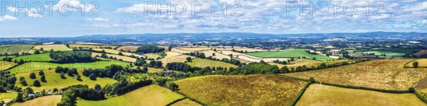DefaultPanorama of Farms and Fields over Torquay from a drone, Devon, England, United Kingdom