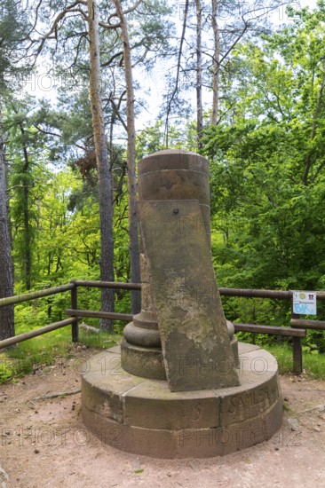 Porphyry monument to Saxon King Friedrich August I on the Königshöhe on Rochlitz Hill, porphyry nature trail, Rochlitz, Saxony, Germany