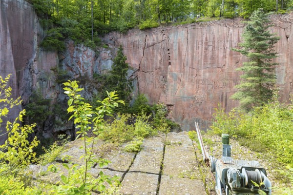 On the porphyry nature trail, Gleisberg quarry, historic quarries on the Rochlitzer Berg, Rochlitz, Saxony, Germany