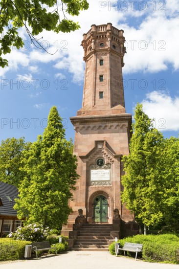 Friedrich-August-Turm observation tower made of porphyry on Rochlitzer Berg, Saxony, Germany