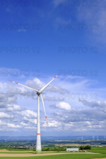 Wind farm in the fields near Alzey, Rhineland-Palatinate, Germany