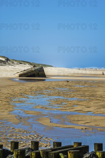 German bunker from World War II on Contis beach, Saint Julien en Born, Saint-Julien-en-Born, Landes, France