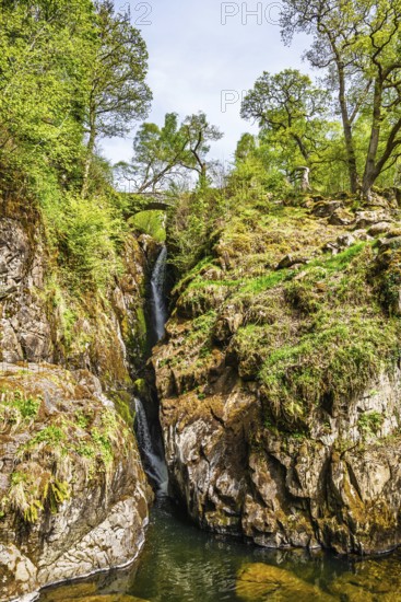Aira Force Waterfall, Ullswater Lake, Lake District National Park, Cumbria, England, United Kingdom