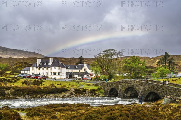 Rainbow over Sligachan Old Bridge, Isle of Skye, Scotland, UK