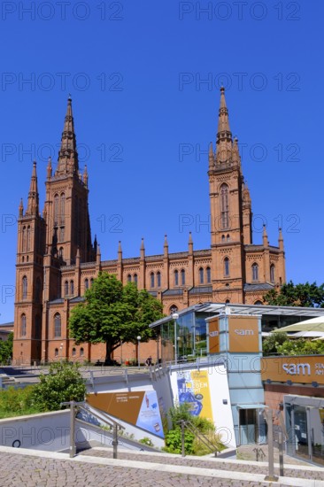 Market Square with Protestant Market Church, Wiesbaden, Hesse, Germany