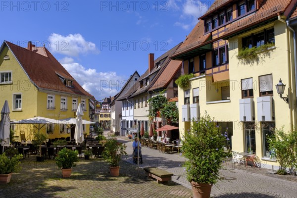 Kirchenstraße, half-timbered houses in the old town centre, Ladenburg, Rhine-Neckar district, Baden-Württemberg, Germany