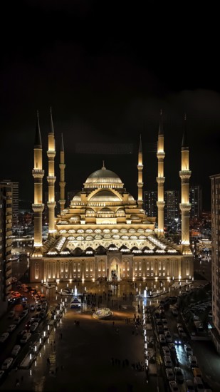 Large Muslim Mosque at night