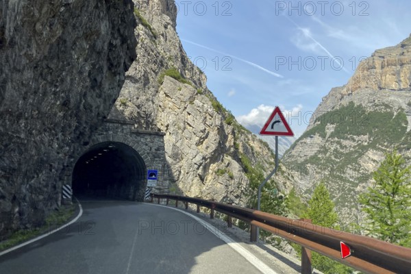 View of the Galleria Rastello road tunnel from 1928 on the south-west ramp down from the Stelvio Stelvio Pass, Bormio, Sondrio, Lombardy, Italy