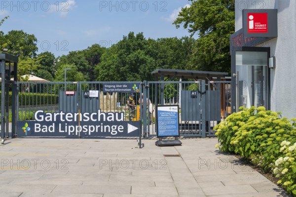 Entrance to the garden show, Tourist Information, Bad Lippspringe, climatic health resort, Westphalia, North Rhine-Westphalia, Germany