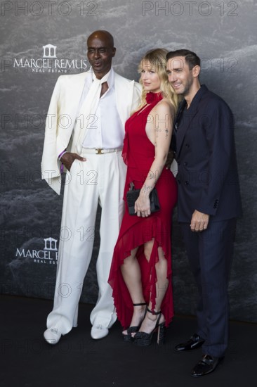 Bruce Darnell, Lottie Moss and Marcel Remus at the Remus Lifestyle Night on the roof terrace of the Pure Salt Hotel in El Toro, Magaluf, Majorca, Spain on 31/07/2025