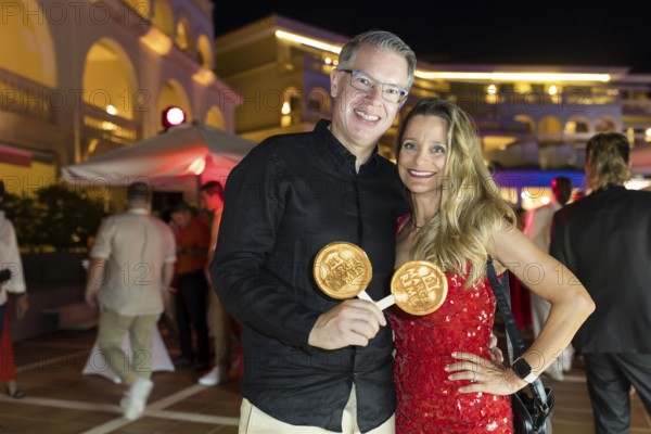Frank Thelen with his woman Nathalie Thelen-Sattler at the Remus Lifestyle Night on the roof terrace of the Pure Salt Hotel in El Toro, Magaluf, Majorca, Spain on 31 July 2025