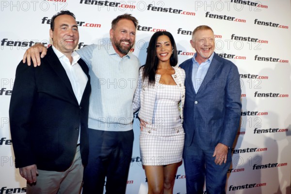 Philipp Neuffer, Steven Gätjen, Lilian de Carvalho Monteiro and Boris Becker at the press conference on the occasion of the presentation of the new TV and social media spots for fenster.com's 'Good Windows - Good Neighbourhood' campaign at the Hotel Adlon. Berlin, 31.07.2025