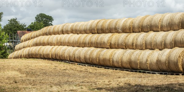 Storage of round straw bales in Skurup municipality, Skåne county, Sweden, Scandinavia