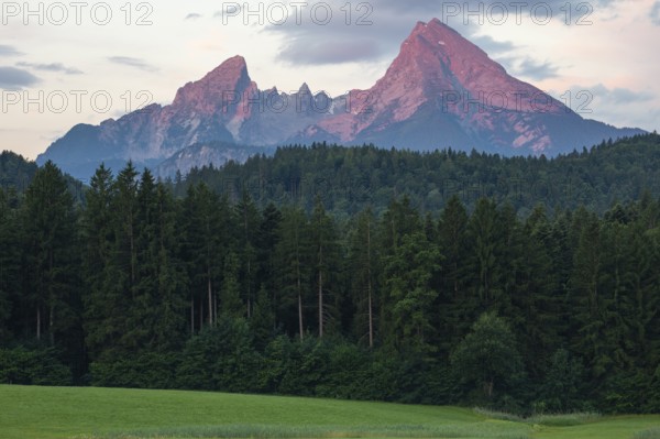 Morning alpenglow with a view of the Watzmann
