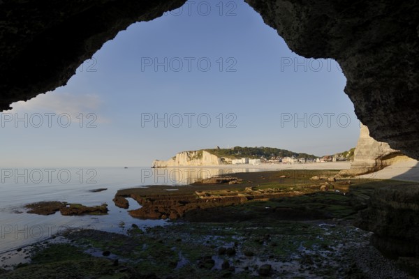 Beach and cliffs, Etretat, Alabaster Coast, Seine-Maritime, Normandy, France