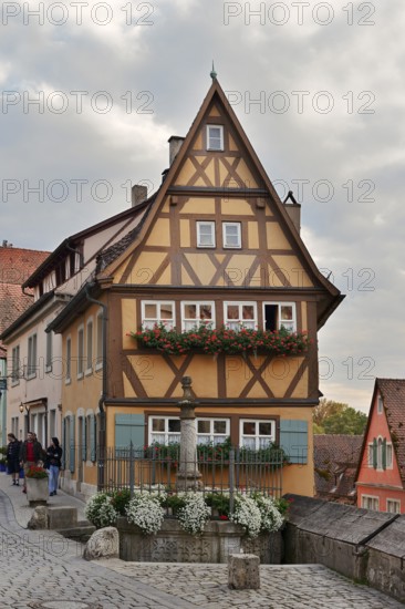 Plönlein, half-timbered house, Rothenburg ob der Tauber, Middle Franconia, Bavaria, Germany