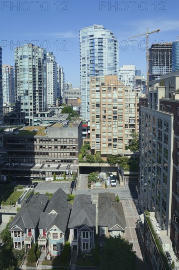Houses and skyscrapers, Vancouver, British Columbia, Canada