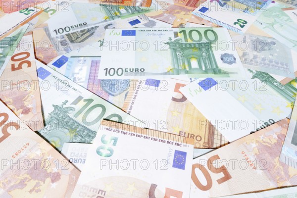 Various euro banknotes