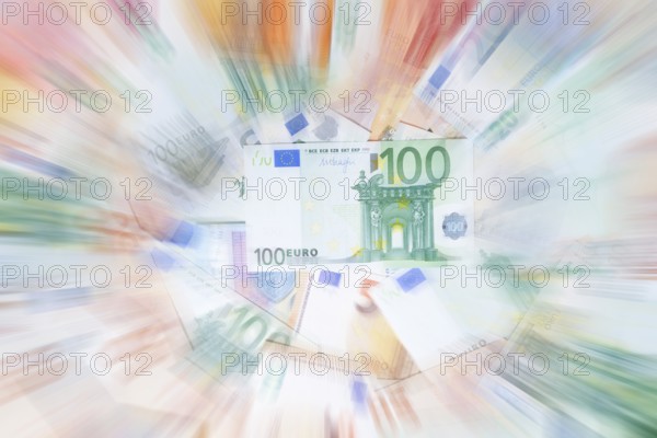 Various euro banknotes, zoom effect