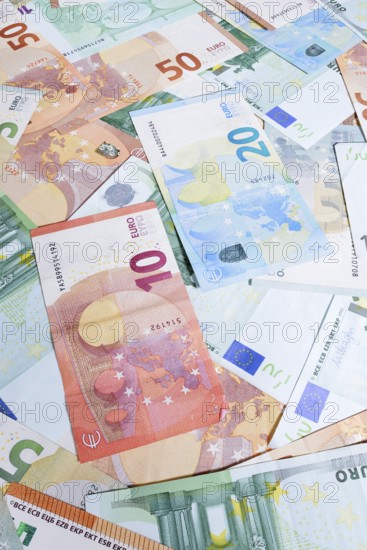 Various euro banknotes