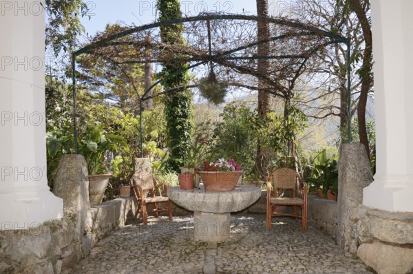 Garden of the manor house Son Marroig, former estate of Archduke Ludwig Salvator, Deia, Serra de Tramuntana, Majorca, Balearic Islands, Spain
