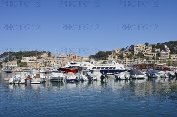 Boats in the harbour, Port De Soller, Majorca, Balearic Islands, Spain