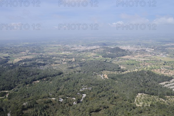 View from the mountain Puig de Sant Salvador near Felanitx, Majorca, Balearic Islands, Spain