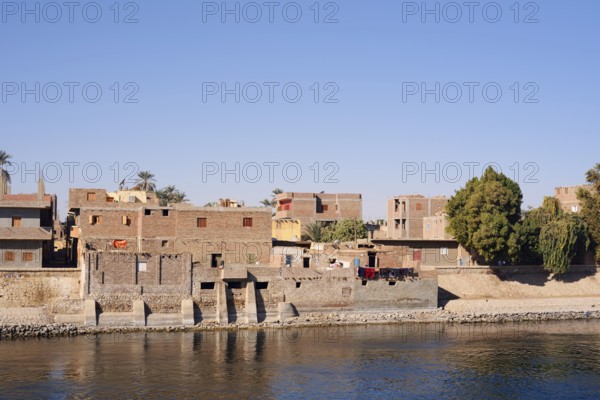 Houses on the banks of the Nile, Egypt