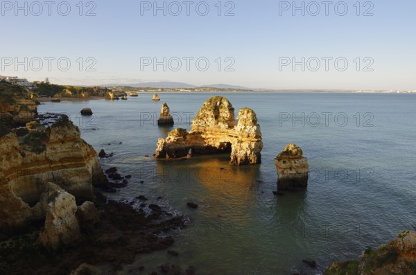 Rock formations on the coast, Praia do Camilo, Lagos, Algarve, Portugal