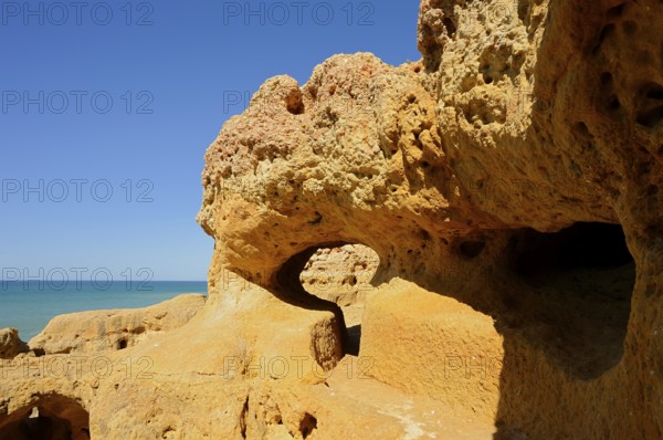 Rocky coast, Carvoeiro, Algarve, Portugal