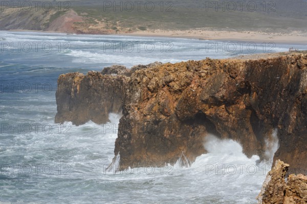 Surf on the rocky coast, Carrapateira, Parque Natural do Sudoeste Alentejano e Costa Vicentina, Algarve, Portugal