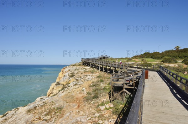 Boardwalk on the rocky coast, Carvoeiro, Algarve, Portugal