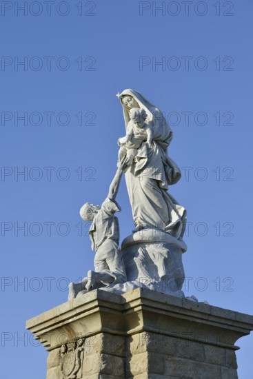Statue Notre Dame des Naufrages or Statue of Our Lady of the Shipwrecked, Pointe du Raz, Cap Sizun, Finistere department, Brittany, France