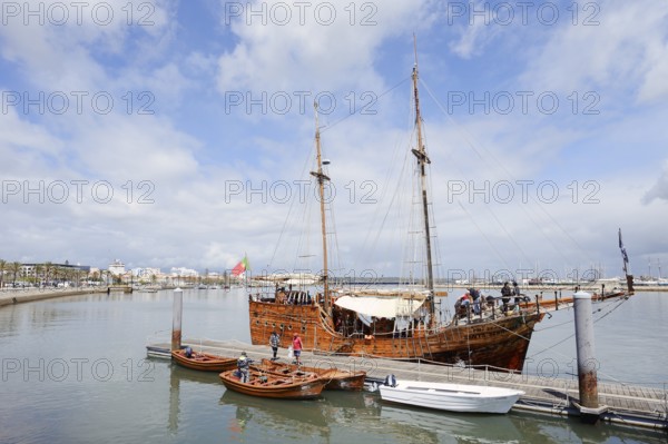 Sailing ship Santa Bernarda in the harbour of Portimao, Algarve, Portugal
