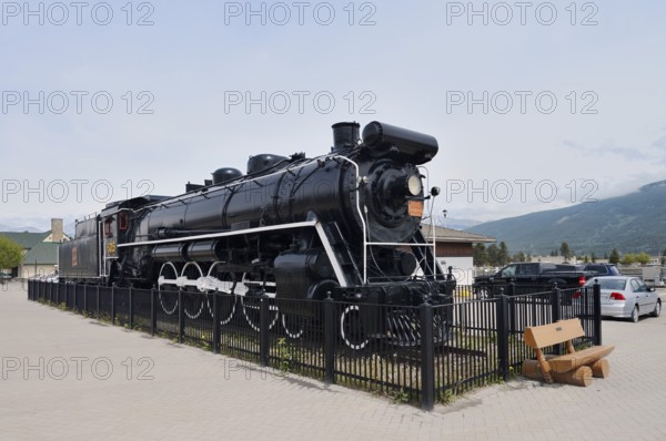 Steam locomotive, steam locomotive 6015 of the Canadian National Railway, Jasper, Jasper National Park, Alberta, Canada