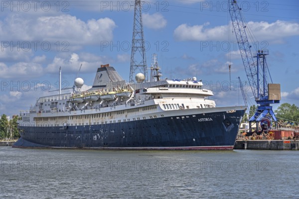 Astoria, cruise ship originally transatlantic ocean liner MS Stockholm, to be dismantled by ship scrapping company Galloo in Ghent seaport, Belgium