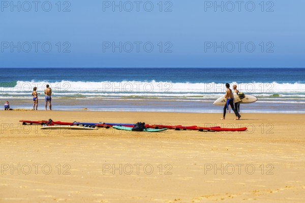 Surfer on Contis beach, Saint Julien en Born, Saint-Julien-en-Born, Landes, France