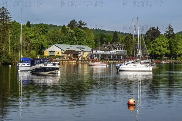 Boats on Windermere Lake, Fell Foot Park, Lake District, Cumbria, England, United Kingdom