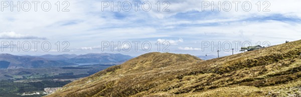 Panorama View of Nevis Range Mountains, Grampian Mountains, Fort William, Highland, Lochaber, Scotland, UK
