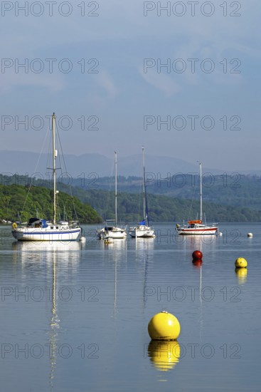 Boats on Windermere Lake, Fell Foot Park, Lake District, Cumbria, England, United Kingdom