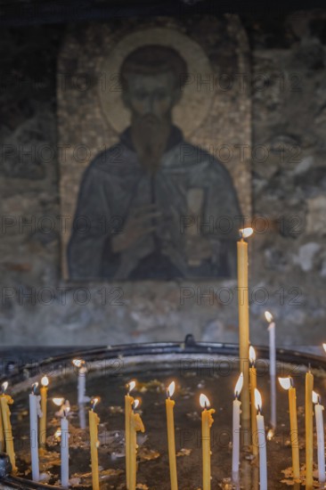 Sacrificial candles in a church, Balkans, North Macedonia