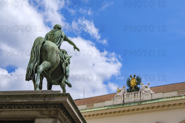Emperor Joseph Monument in front of the Austrian National Library on Josefsplatz in the Vienna Hofburg Imperial Palace, Vienna, Austria